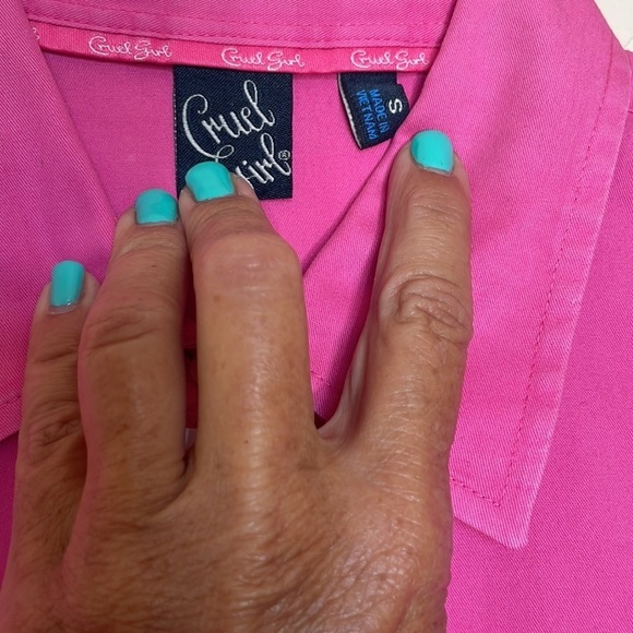 Cruel Girl Pink Button Up Shirt Long Sleeve Size Small - Picture 3 of 3